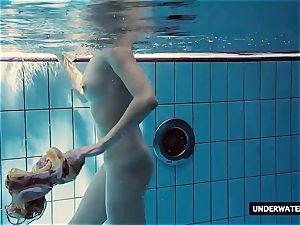 super-hot gigantic titted teenager Lera swimming in the pool